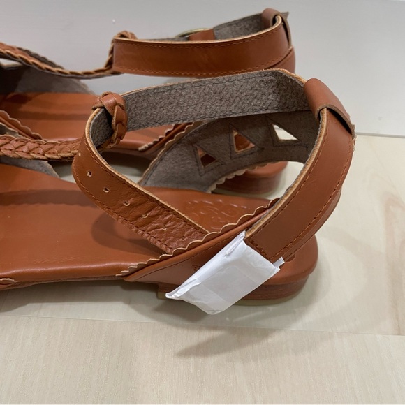 NWOT ELF Made By Hand Bounty T-strap Leather Sandals Vintage Camel Tan Women 11 - Picture 7 of 14
